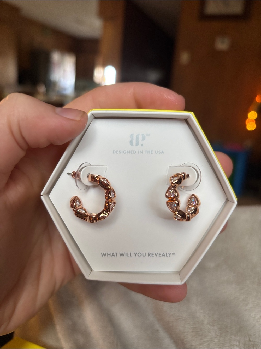 Rose Gold Crystal Accent Hoop Earrings - Designed in the USA